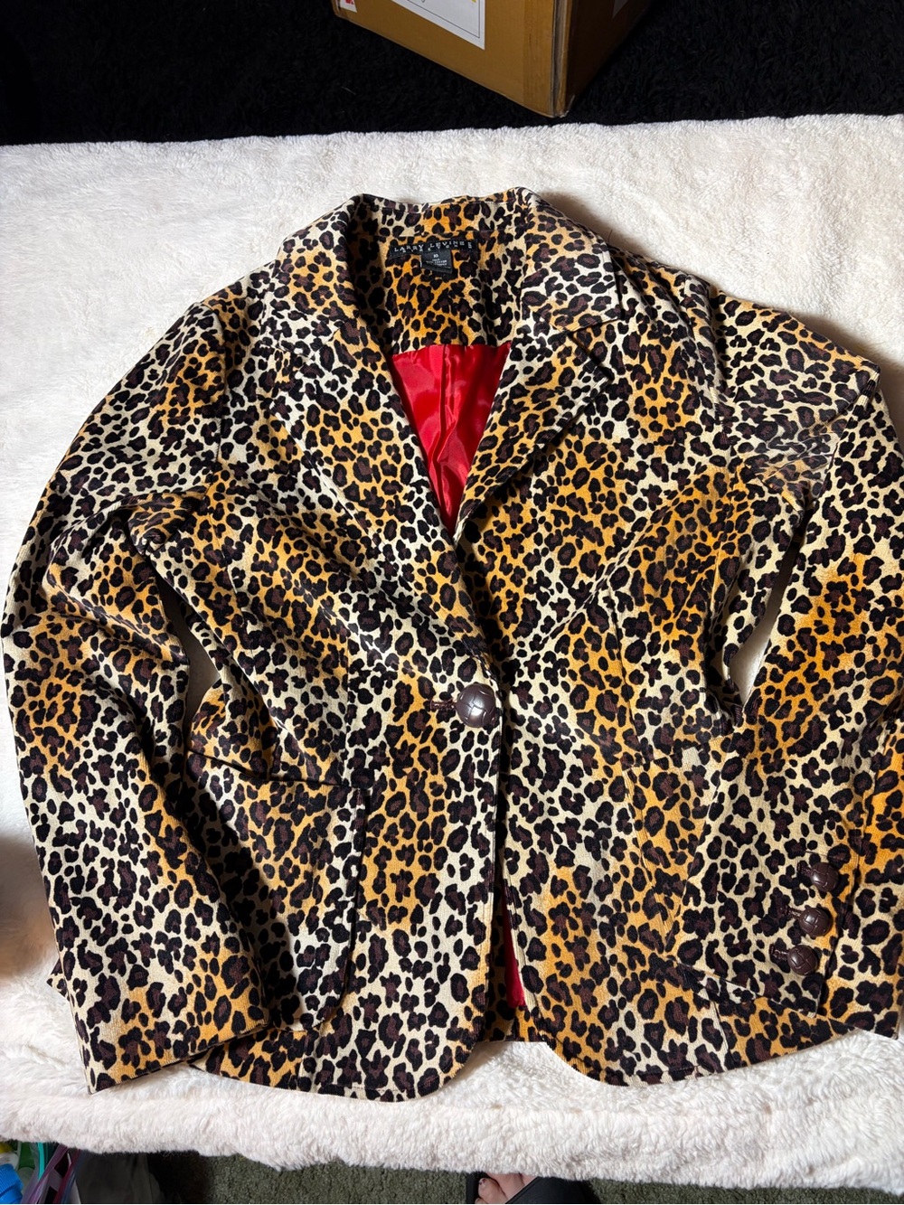 Larry Levine Leopard Print Blazer with Red Lining